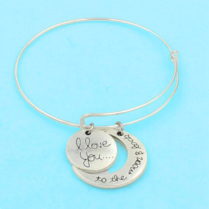 Captivating "I Love You To The Moon & Back" 14K Gold Plated Women Charm Necklace or Bangle