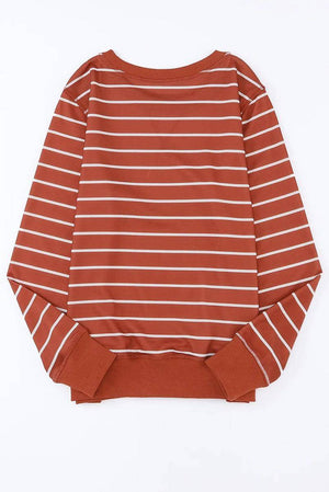 Stripe Printed Plus SIze Long Sleeve Top