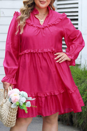 Plus Size Ruffled Balloon Sleeve Dress