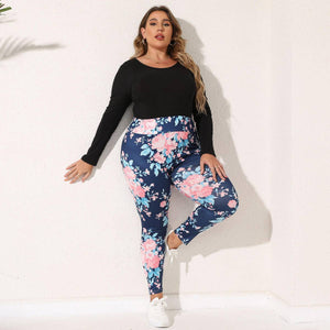 Plus Size Floral Skinny Pants