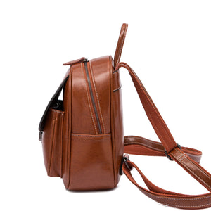 High-Capacity Oil Wax Leather Retro Backpack