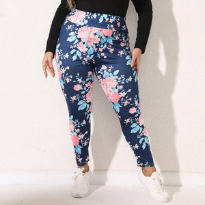 Plus Size Floral Skinny Pants