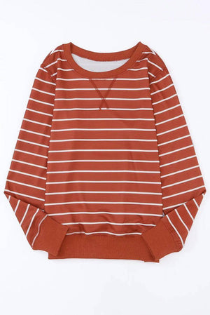 Stripe Printed Plus SIze Long Sleeve Top