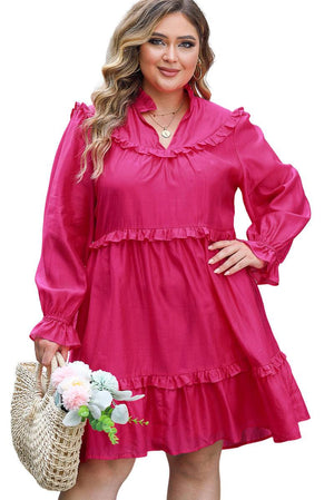 Plus Size Ruffled Balloon Sleeve Dress