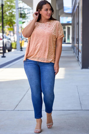 Plus Size Ombre Glitter Leopard T-Shirt