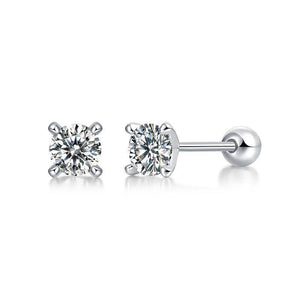 S925 Silver Moissanite Four-Claw Inlay Stud Earrings (With Box)