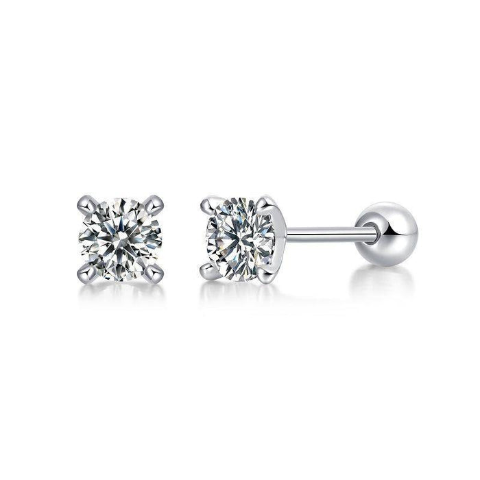 S925 Silver Moissanite Four-Claw Inlay Stud Earrings (With Box)