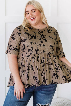 Round Neck Tie-Dye Print Plus Size Top