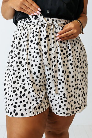 Plus Size Dalmatian Print High Waist Shorts