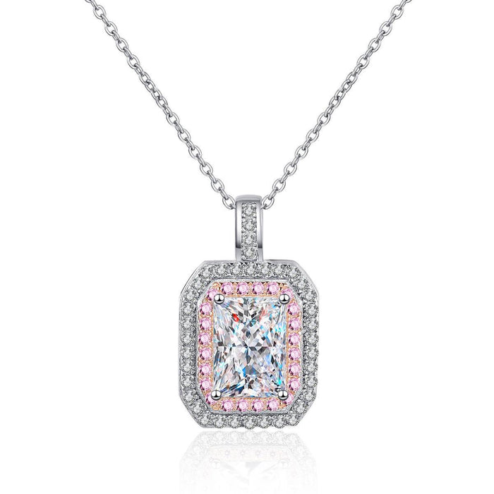 Octagon-Shaped 925 Silver Moissanite Pendant Necklace