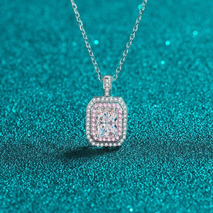 Octagon-Shaped 925 Silver Moissanite Pendant Necklace