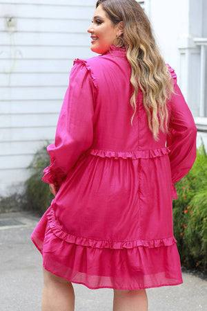 Plus Size Ruffled Balloon Sleeve Dress