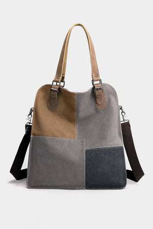 Vintage Colorblock Large Capacity Tote Bag