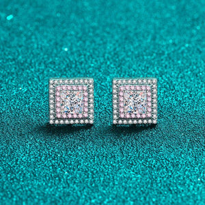 Rose Gold Square-Shaped Moissanite Stud Earrings