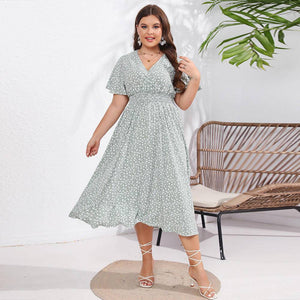 Ditsy Floral Ruffle Crisscross Shirring Dress