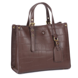 High-Capacity Embossed Crocodile Pattern Tote