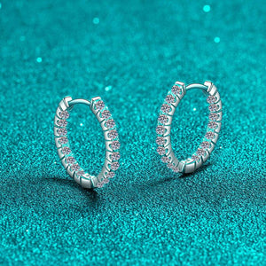 Round-Shaped 925 Silver Moissanite Hoop Earrings