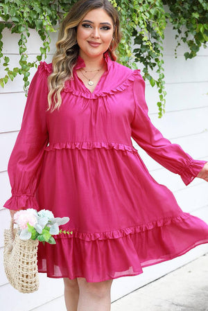 Plus Size Ruffled Balloon Sleeve Dress