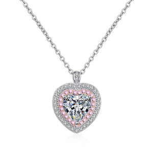 Rose Gold Cut Out Heart-Shaped Moissanite Pendant Necklace