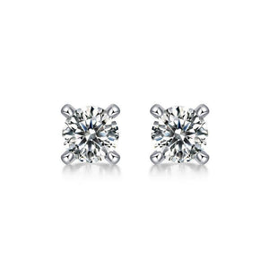 S925 Silver Moissanite Four-Claw Inlay Stud Earrings (With Box)