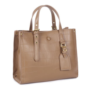 High-Capacity Embossed Crocodile Pattern Tote