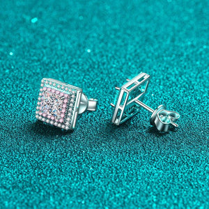 Rose Gold Square-Shaped Moissanite Stud Earrings