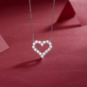 Hollow Out Heart 925 Sterling Silver Moissanite Pendant Necklace