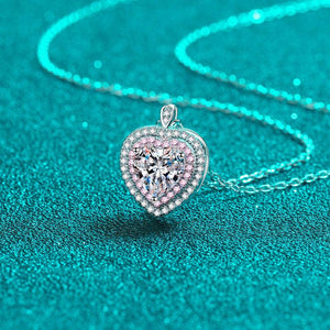 Rose Gold Cut Out Heart-Shaped Moissanite Pendant Necklace