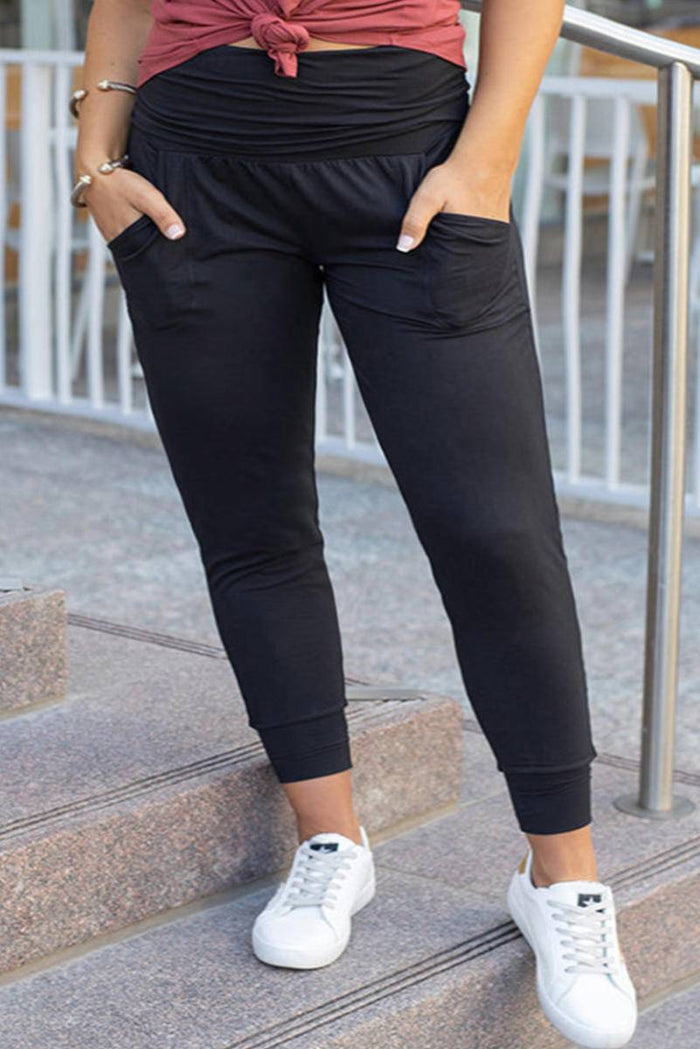 Plus Size High Waist Pocketed Skinny Pants