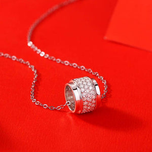 Tube-Shaped 925 Sterling Silver Moissanite Pendant Necklace