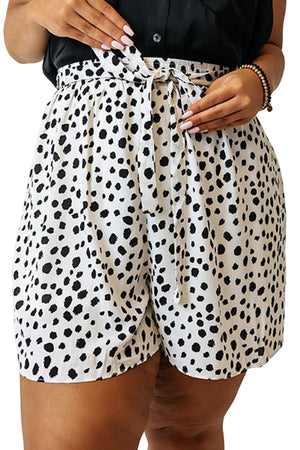 Plus Size Dalmatian Print High Waist Shorts