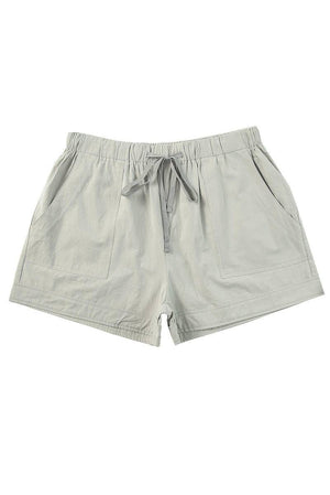 Solid Plus Size Elastic Waist Drawstring Pocket Shorts