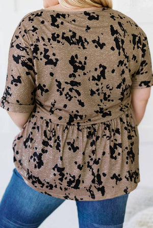 Round Neck Tie-Dye Print Plus Size Top