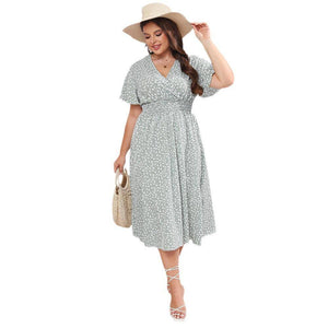 Ditsy Floral Ruffle Crisscross Shirring Dress