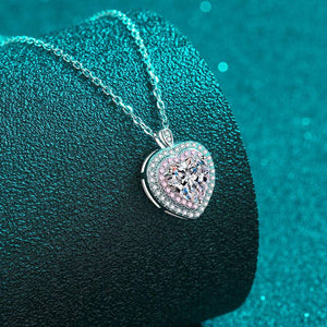 Rose Gold Cut Out Heart-Shaped Moissanite Pendant Necklace