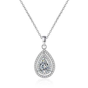 Hollow Out Teardrop-Shaped Moissanite Pendant Necklace