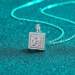 Square-Shaped Moissanite Pendant Necklace