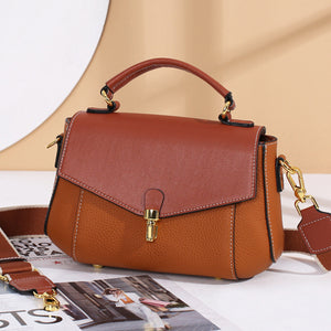 Patchwork Zipper Buckle Tote Shoulder Bag