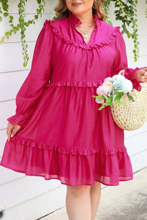 Plus Size Ruffled Balloon Sleeve Dress