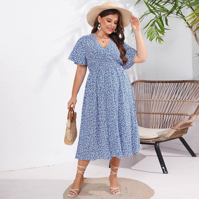 Ditsy Floral Ruffle Crisscross Shirring Dress