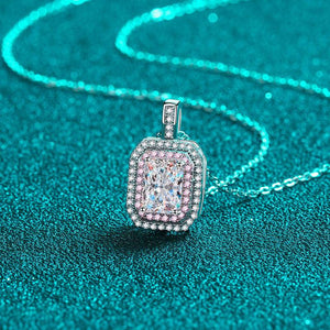 Octagon-Shaped 925 Silver Moissanite Pendant Necklace