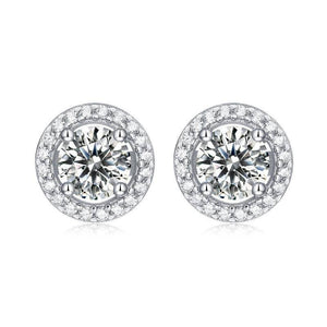 Clear Round-Shaped 925 Sterling Silver Moissanite Stud Earrings