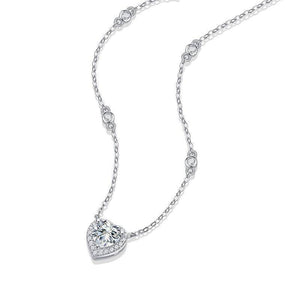 925 Sterling Silver Heart-Shaped Moissanite Pendant Necklace