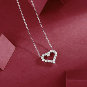 Hollow Out Heart 925 Sterling Silver Moissanite Pendant Necklace