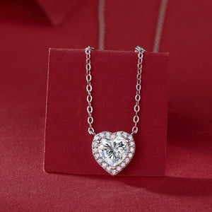 925 Sterling Silver Heart-Shaped Moissanite Pendant Necklace