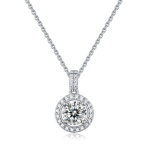 Geometric 925 Sterling Silver Moissanite Pendant Necklace