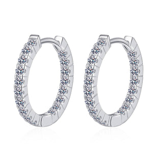 Round-Shaped 925 Silver Moissanite Hoop Earrings