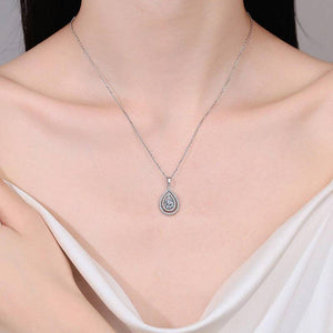 Hollow Out Teardrop-Shaped Moissanite Pendant Necklace