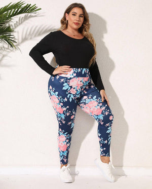 Plus Size Floral Skinny Pants