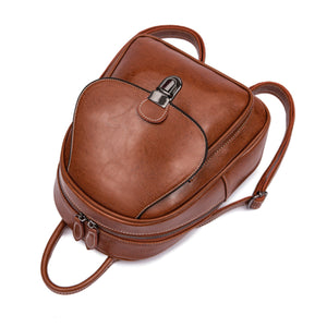 High-Capacity Oil Wax Leather Retro Backpack